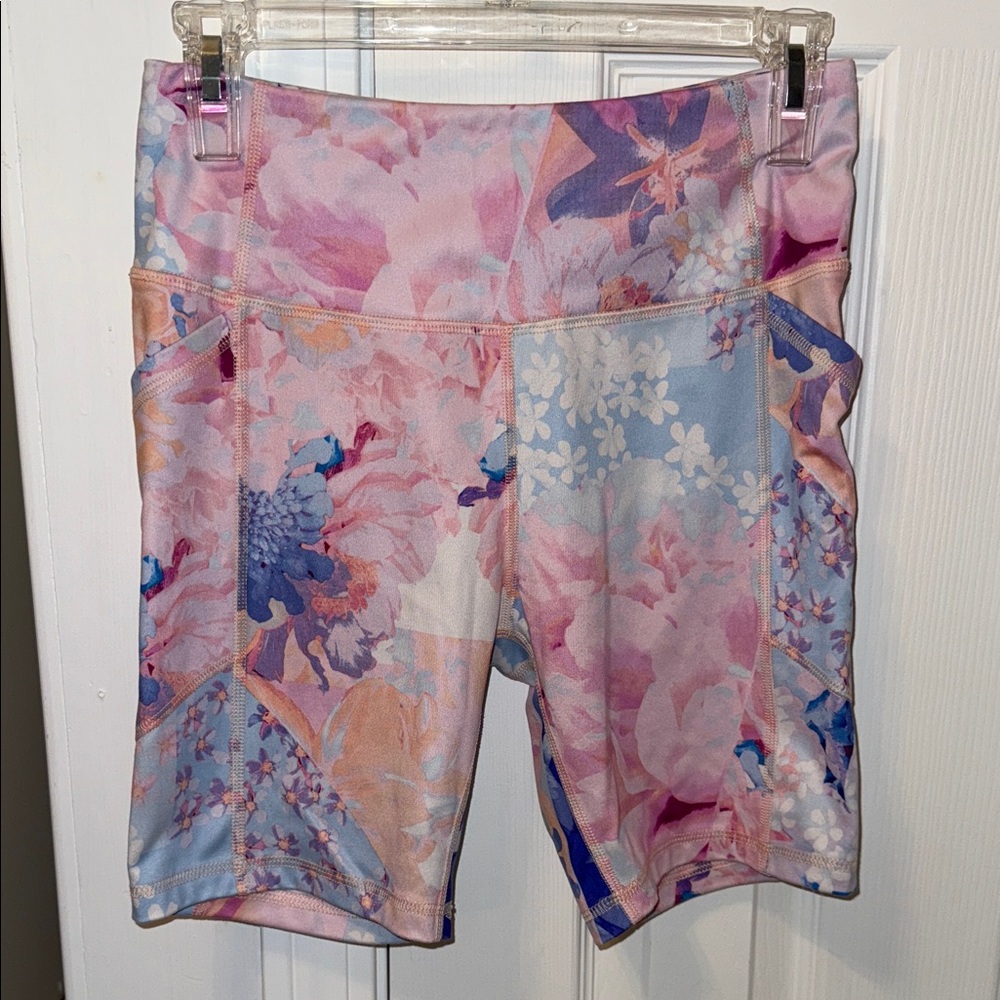 High-Waist Floral Bike Shorts